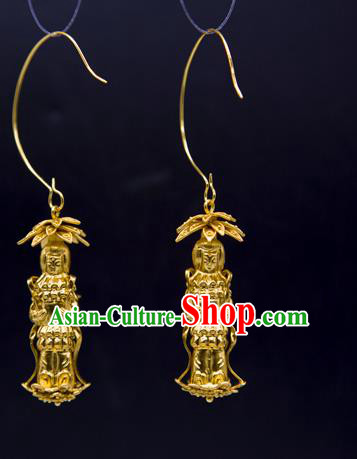 Handmade Chinese Traditional Ming Dynasty Palace Ear Accessories Ancient Empress Earrings Jewelry