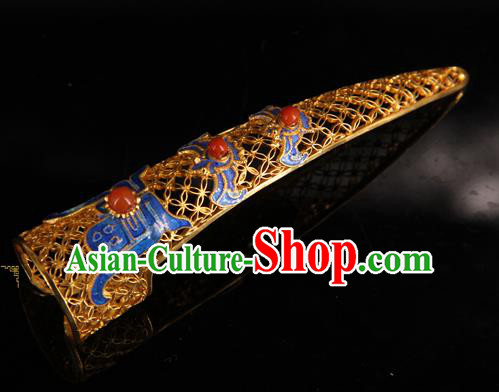 Handmade Chinese Traditional Court Jewelry Ancient Qing Dynasty Imperial Consort Accessories Blueing Nail Wrap