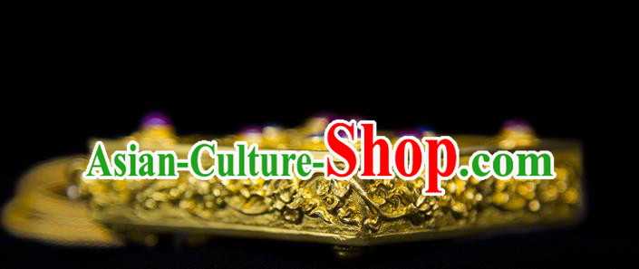 Handmade Chinese Traditional Ming Dynasty Palace Gems Necklet Accessories Ancient Empress Golden Necklace Jewelry