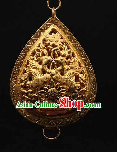 Handmade Chinese Traditional Ming Dynasty Ear Accessories Ancient Empress Golden Earrings Jewelry