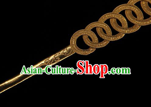 China Traditional Ming Dynasty Hair Stick Ancient Imperial Consort Golden Hairpin Handmade Hair Accessories