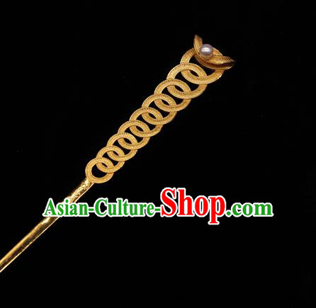 China Traditional Ming Dynasty Hair Stick Ancient Imperial Consort Golden Hairpin Handmade Hair Accessories