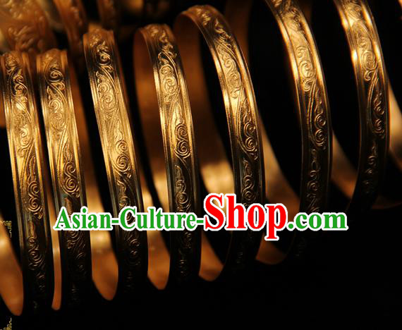 Handmade Chinese Traditional Golden Armlet Jewelry Bracelet Ancient Ming Dynasty Imperial Consort Accessories