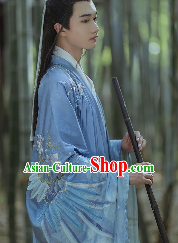 China Traditional Ancient Scholar Embroidered Hanfu Apparels Jin Dynasty Royal Prince Clothing for Men