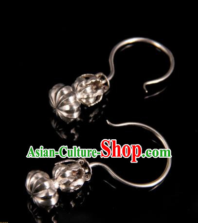 Handmade Chinese Ancient Qing Dynasty Ear Accessories Traditional Court Silver Earrings Jewelry