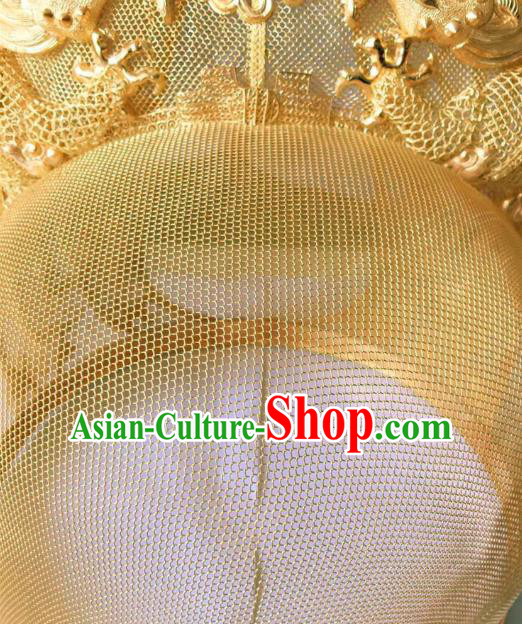 China Ancient Emperor Golden Hat Traditional Ming Dynasty Lord Dragon Headwear