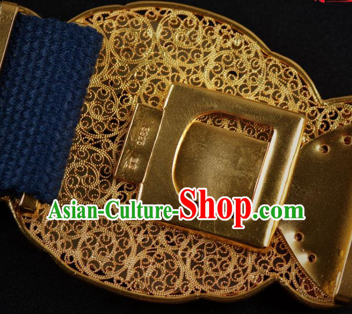 Chinese Traditional Hanfu Gems Waist Accessories Ancient Ming Dynasty Emperor Jade Dragon Belt Buckle Decoration