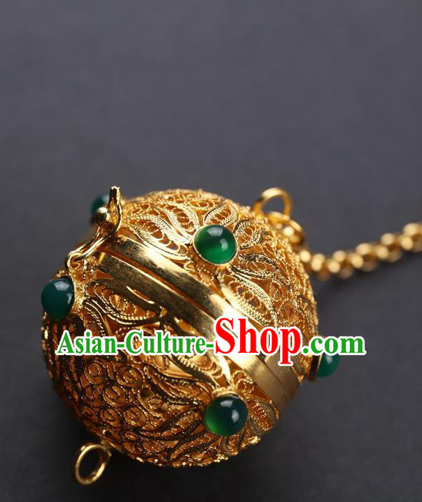 Chinese Ancient Tang Dynasty Empress Golden Sachet Traditional Hanfu Waist Accessories