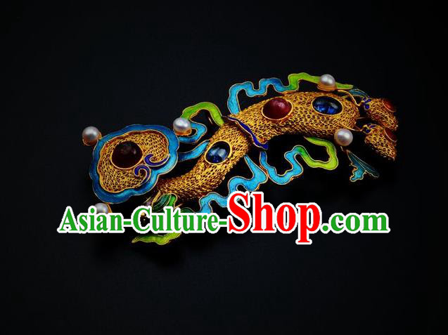 Handmade Chinese Ancient Empress Filigree Brooch Jewelry Traditional Qing Dynasty Court Cloisonne Breastpin Accessories