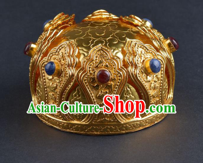 Chinese Ancient Tang Dynasty Taoist Golden Lotus Hairdo Crown Hairpin Traditional Hanfu Hair Accessories
