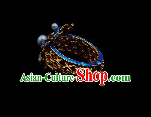 Handmade Chinese Traditional Qing Dynasty Accessories Ancient Empress Cloisonne Ring Jewelry