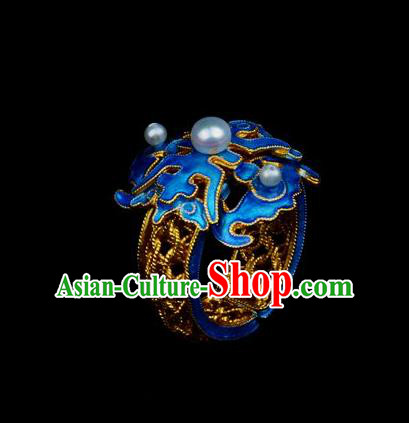 Handmade Chinese Traditional Qing Dynasty Accessories Ancient Empress Cloisonne Ring Jewelry
