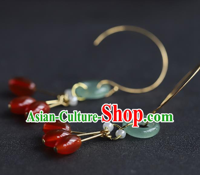 Handmade Chinese Traditional Wedding Agate Beads Ear Accessories Ancient Empress Jade Earrings