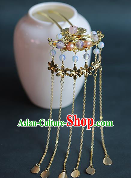 Chinese Ancient Bride Golden Tassel Hair Sticks Traditional Wedding Hair Accessories Hanfu Hairpins
