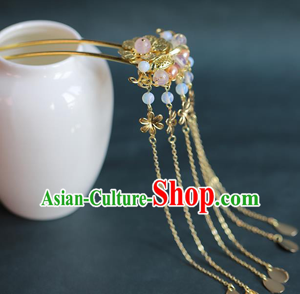 Chinese Ancient Bride Golden Tassel Hair Sticks Traditional Wedding Hair Accessories Hanfu Hairpins
