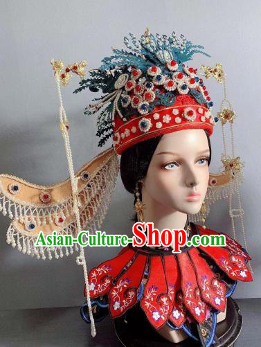 China Traditional Drama Hair Accessories Ancient Ming Dynasty Empress Phoenix Coronet Tassel Hairpins Full Set