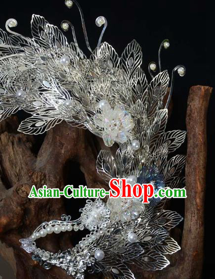 China Traditional Drama Accessories Ancient Female Swordsman Argent Face Mask
