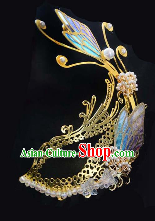 China Traditional Drama Princess Accessories Ancient Female Swordsman Purple Butterfly Face Mask