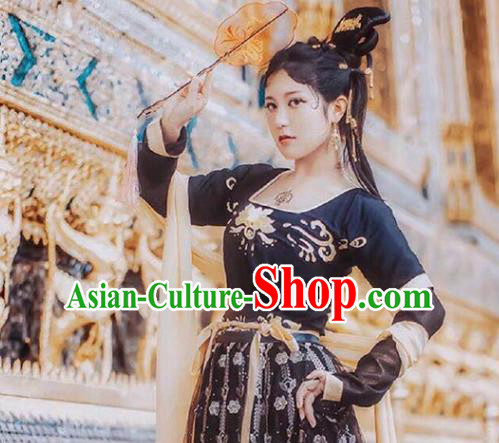China Traditional Tang Dynasty Palace Lady Historical Clothing Ancient Princess Hanfu Dress Costumes