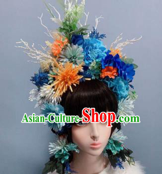 Top Handmade Flowers Royal Crown Wedding Princess Hair Accessories Chaplet Stage Show Headwear