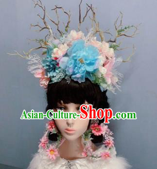 Top Wedding Princess Hair Accessories Chaplet Stage Show Headwear Handmade Flowers Royal Crown