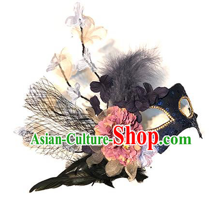 Top Stage Performance Face Accessories Fancy Ball Decorations Halloween Cosplay Princess Purple Feather Mask Flowers Blinder