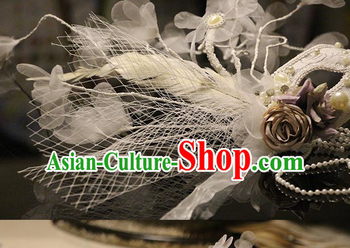 Top Fancy Ball Decorations Halloween Cosplay Princess White Flowers Mask Stage Performance Face Accessories