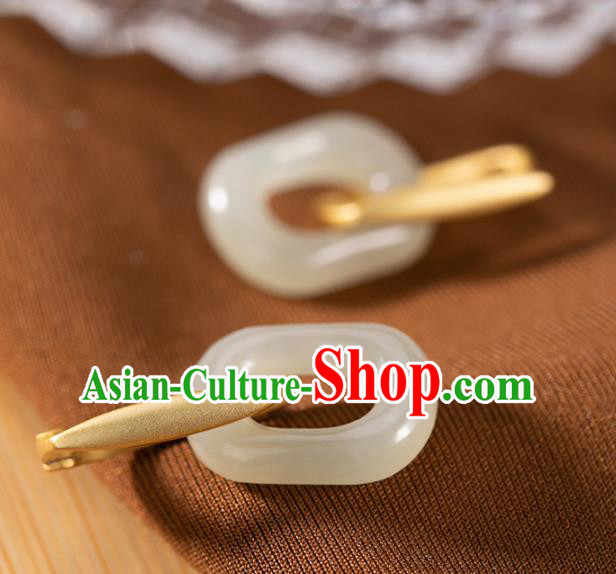 Handmade Chinese Traditional Jade Ear Accessories Classical Cheongsam Earrings Jewelry
