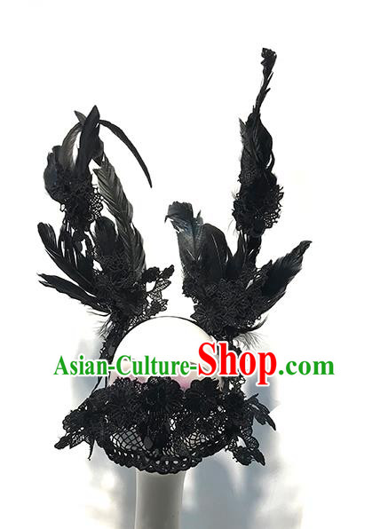 Top Fancy Ball Decorations Lace Blinder Halloween Cosplay Flowers Mask Stage Performance Black Feather Face Accessories