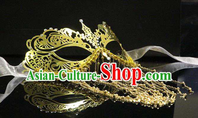 Top Cosplay Princess Golden Tassel Face Mask Halloween Fancy Ball Stage Performance Accessories