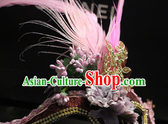 Top Halloween Cosplay Princess Pink Beads Tassel Mask Stage Performance Face Accessories Fancy Ball Decorations Feather Blinder