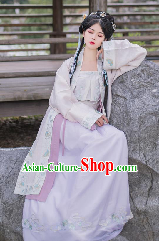China Song Dynasty Young Beauty Historical Clothing Traditional Costume Ancient Hanfu Dress for Women