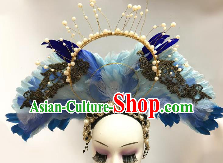 Handmade Halloween Feather Wings Hair Accessories Stage Show Headpiece Brazilian Carnival Cosplay Queen Headwear