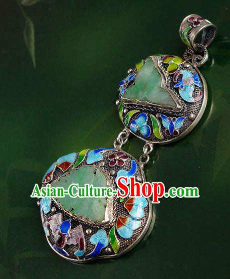 China Traditional National Jade Jewelry Accessories Handmade Cloisonne Bat Necklace Pendant