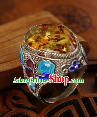 China Traditional Silver Jewelry Qing Dynasty Chrysophoron Ring Accessories Ancient Court Woman Cloisonne Gourd Circlet