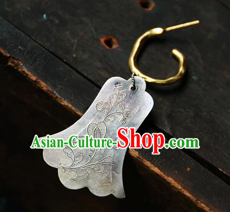 China Traditional Ancient Qing Dynasty Palace Lady Earrings Handmade Ear Accessories National Silver Jewelry