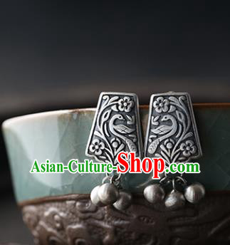 Handmade Chinese Cheongsam Jewelry Ear Accessories Traditional Silver Carving Earrings
