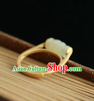 China Handmade Jade Bead Ring Traditional Jewelry Accessories Golden Circlet