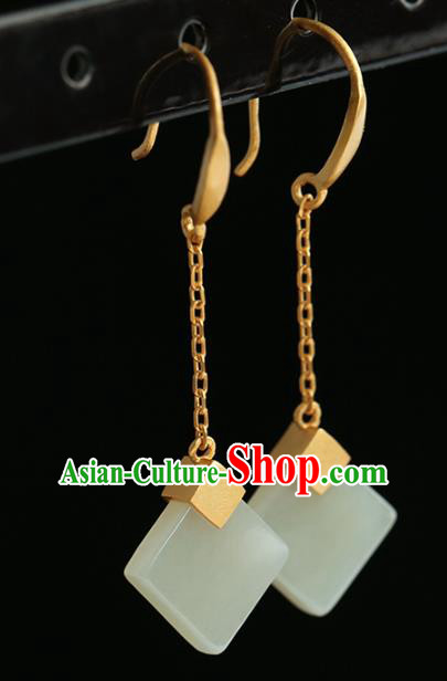 Handmade Chinese Jade Ear Accessories Traditional Cheongsam Earrings Jewelry