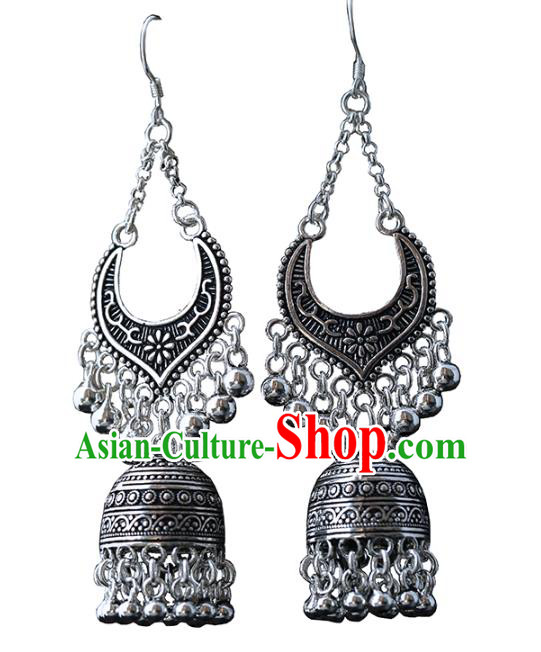 Handmade Chinese Traditional Silver Ear Jewelry Accessories Ethnic Earrings