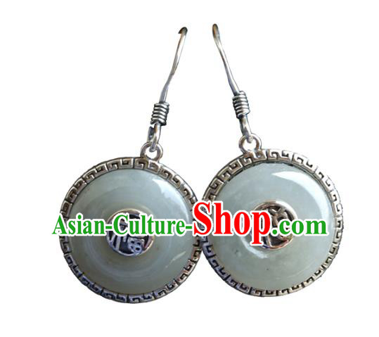 Handmade Chinese Classical Cheongsam Earrings Traditional Ear Jewelry Eardrop Jade Accessories