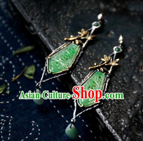 China Handmade Jade Ear Accessories Traditional Cheongsam Earrings National Jewelry