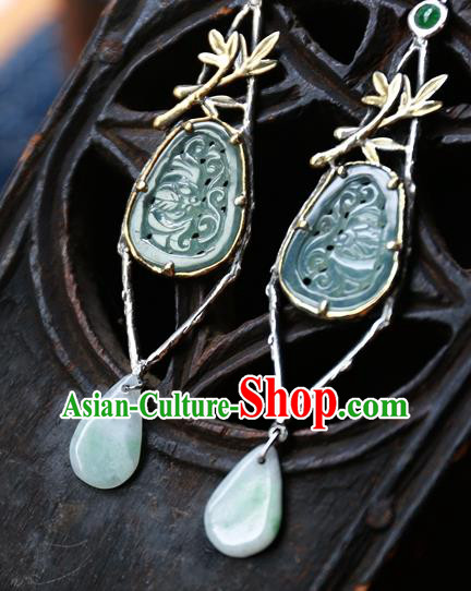 China National Jade Jewelry Traditional Cheongsam Earrings Handmade Ear Accessories