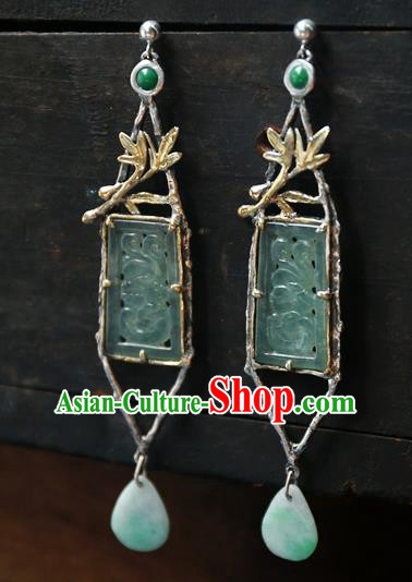 China National Cheongsam Earrings Traditional Wedding Jewelry Handmade Ear Accessories Jade Products