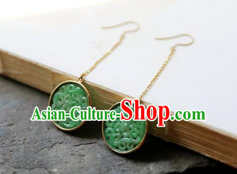 China National K Gold Cheongsam Earrings Traditional Jade Jewelry Ornaments Handmade Ear Accessories