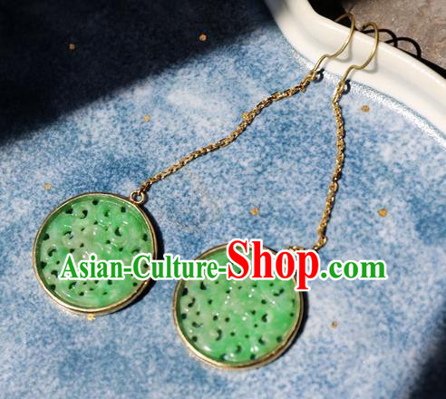 China National K Gold Cheongsam Earrings Traditional Jade Jewelry Ornaments Handmade Ear Accessories
