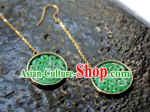 China National K Gold Cheongsam Earrings Traditional Jade Jewelry Ornaments Handmade Ear Accessories
