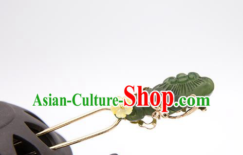 China Ming Dynasty Jade Hairpin Traditional Hanfu Hair Accessories Ancient Princess Tassel Hair Stick