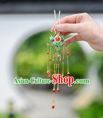 China Qing Dynasty Imperial Concubine Hair Stick Traditional Hanfu Hair Accessories Ancient Court Woman Tassel Hairpins