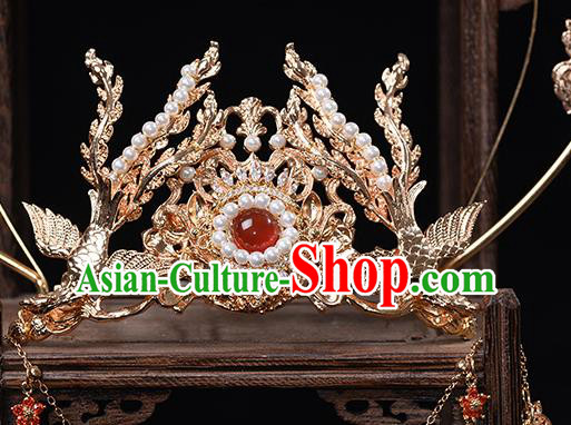 China Ancient Empress Phoenix Coronet Hairpins Traditional Hanfu Tang Dynasty Court Lady Hair Accessories